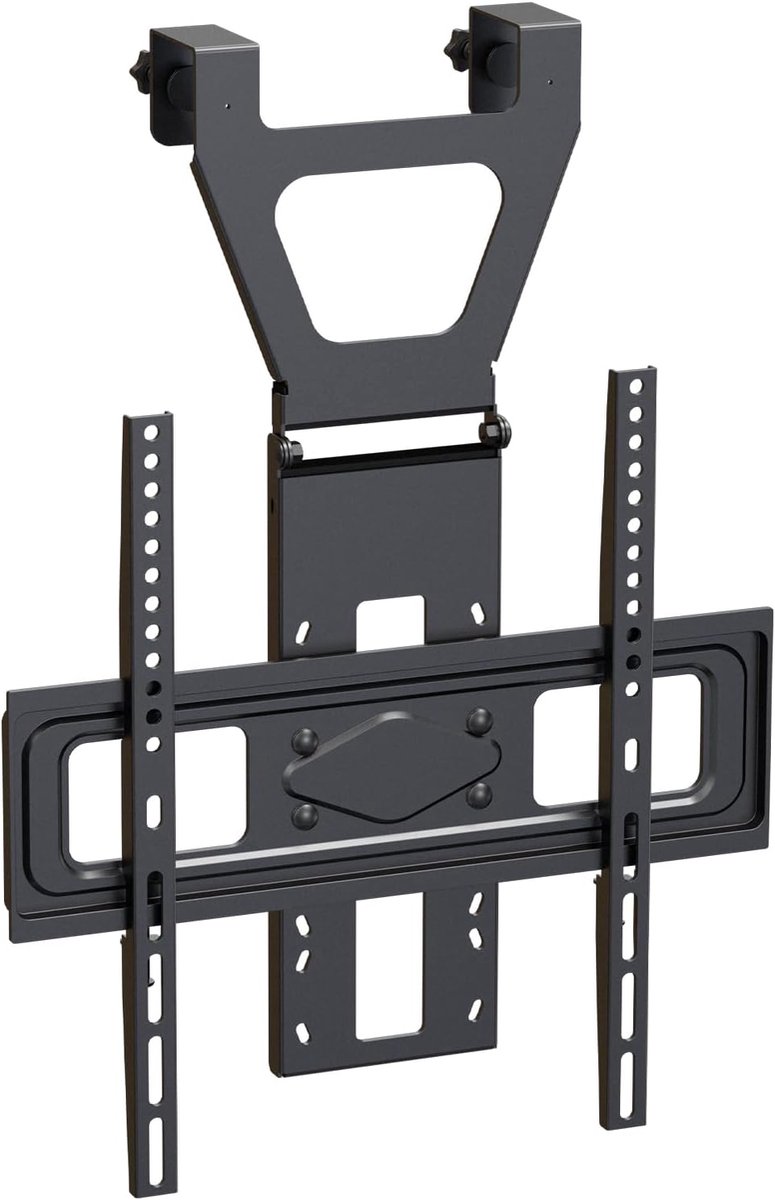 42-75 inch tv-beugel voor het ophangen over deuren – voor platte en gebogen tv's tot 50 kg, in hoogte verstelbare stalen houder, tv-houder voor hoogslaper en loftbed, VESA tot 400 x 400, zwart