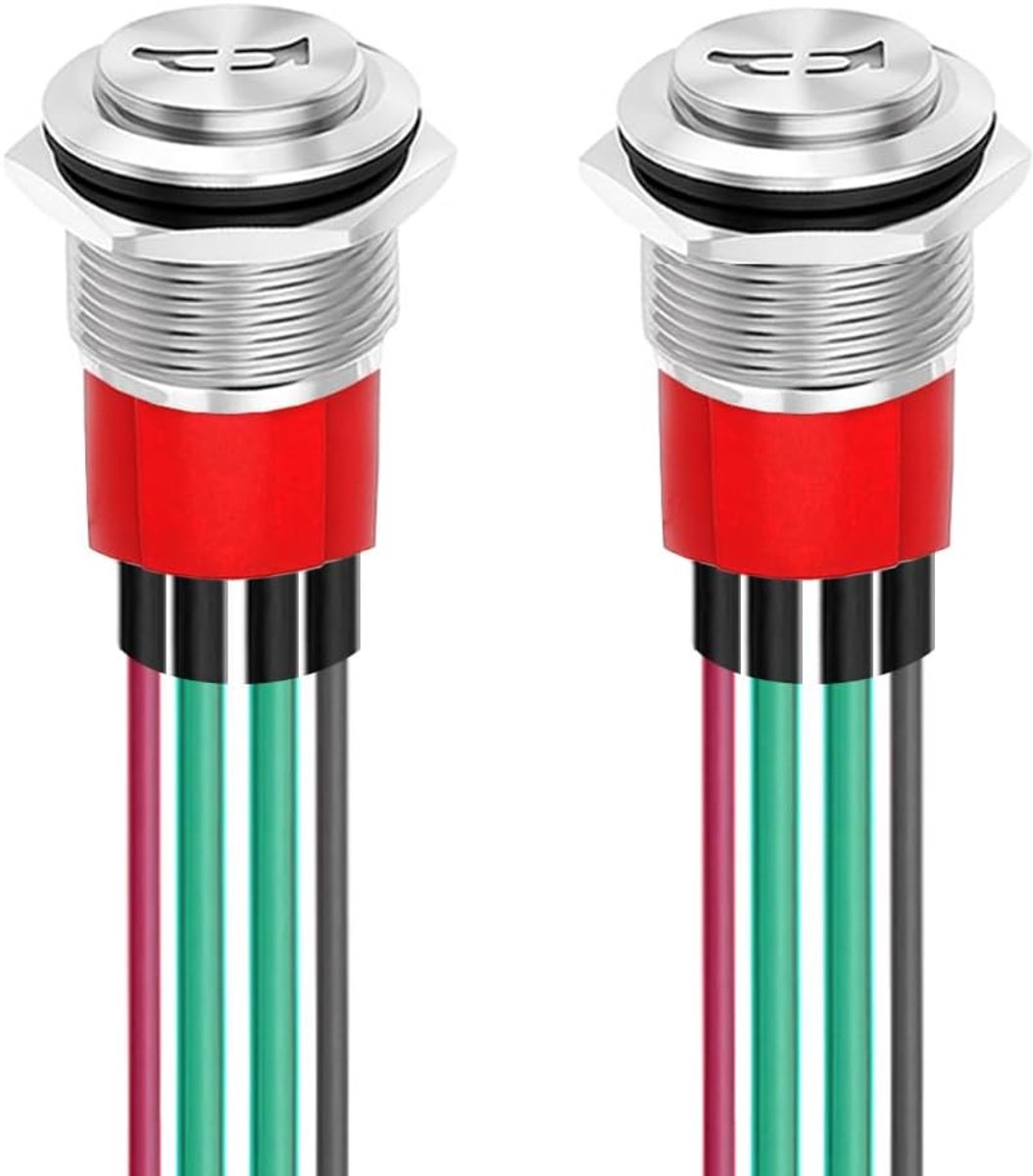 2 stuks Claxonknop 16mm 12-24V 15A Zware Metalen Claxonschakelaar met Luidspreker, Blauwe LED Verlichte Momentane Drukknop voor Marineboten, Auto's en Luchttreinen