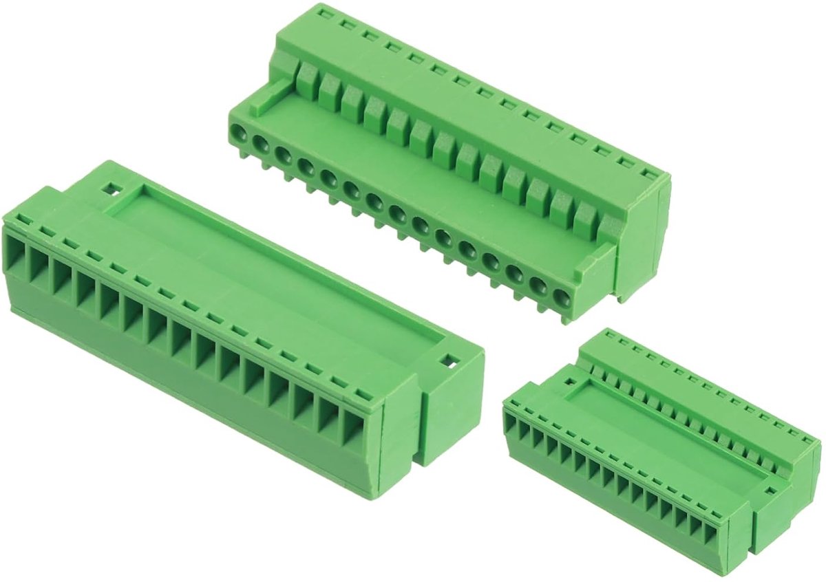 2 set 15-polige PCB-klemlijst, 2,54 mm PCB-schroefklemmen stekkers en stopcontacten kits aansluitklem blok 125V 4A voor 26-18AWG kabel