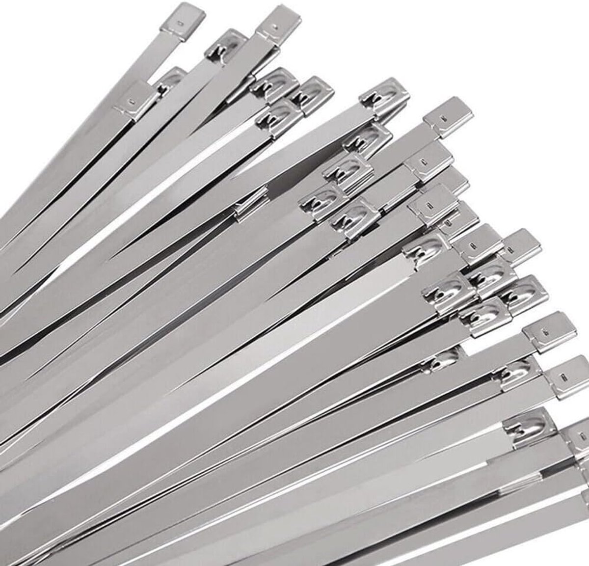 Kabelbinders, lang, 500 x 10 mm, 50 stuks kabelbinders, metaal, uv-bestendig, afneembaar staal, voor uitlaatopwikkeling, kabelbundeling, tuinverzorging, vaste omheining en
