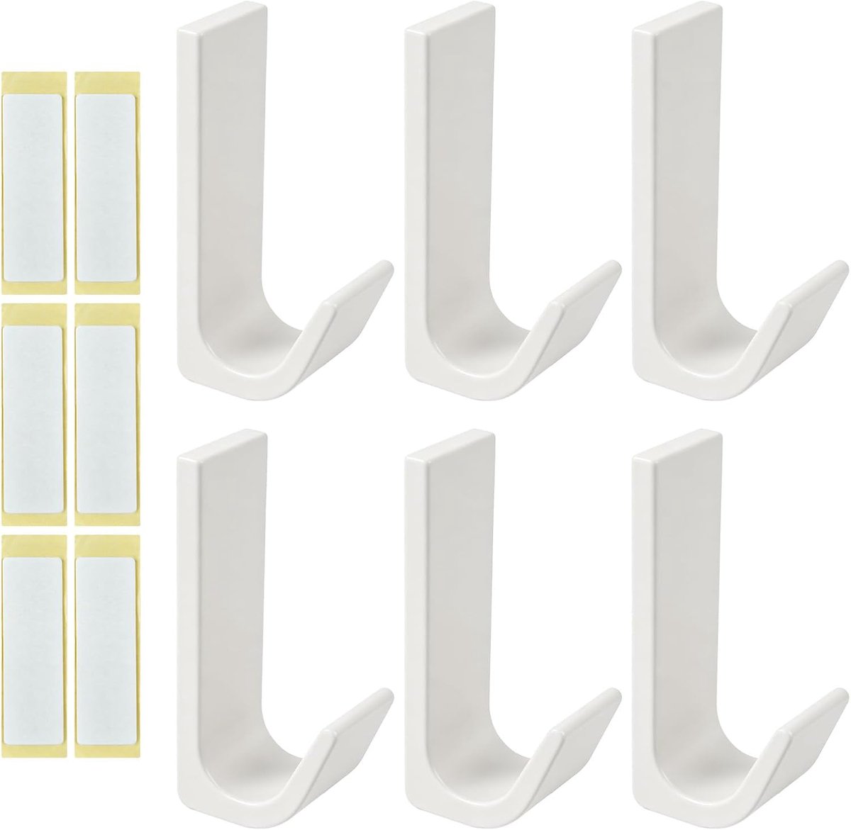 6 stuks zelfklevende haken, extra sterk, zelfklevende metalen wandhaken zonder boren, witte badkamerkledinghaken, kan 4-6 kg dragen, voor keuken, badkamer, kamer (wit)