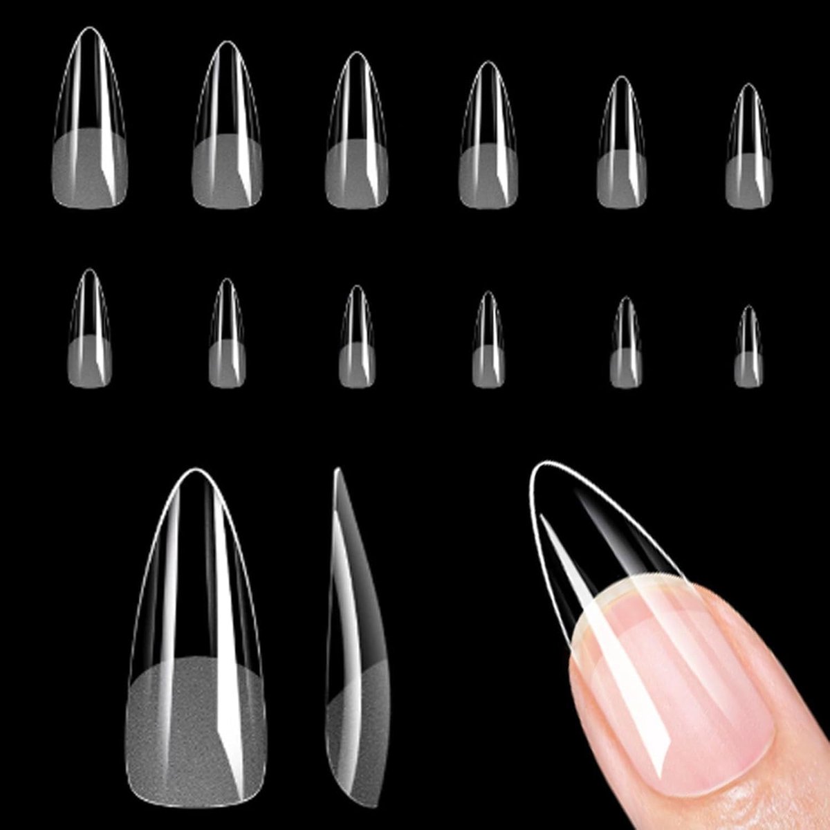 Nageltips 504 Stuks, Korte Kunstnagels, Full Cover Nageltips, Soft Gel Tips, Korte Nagels Uit Zachte Gel, Nail Art, 12 Maten, Acrilische Nagelpunten