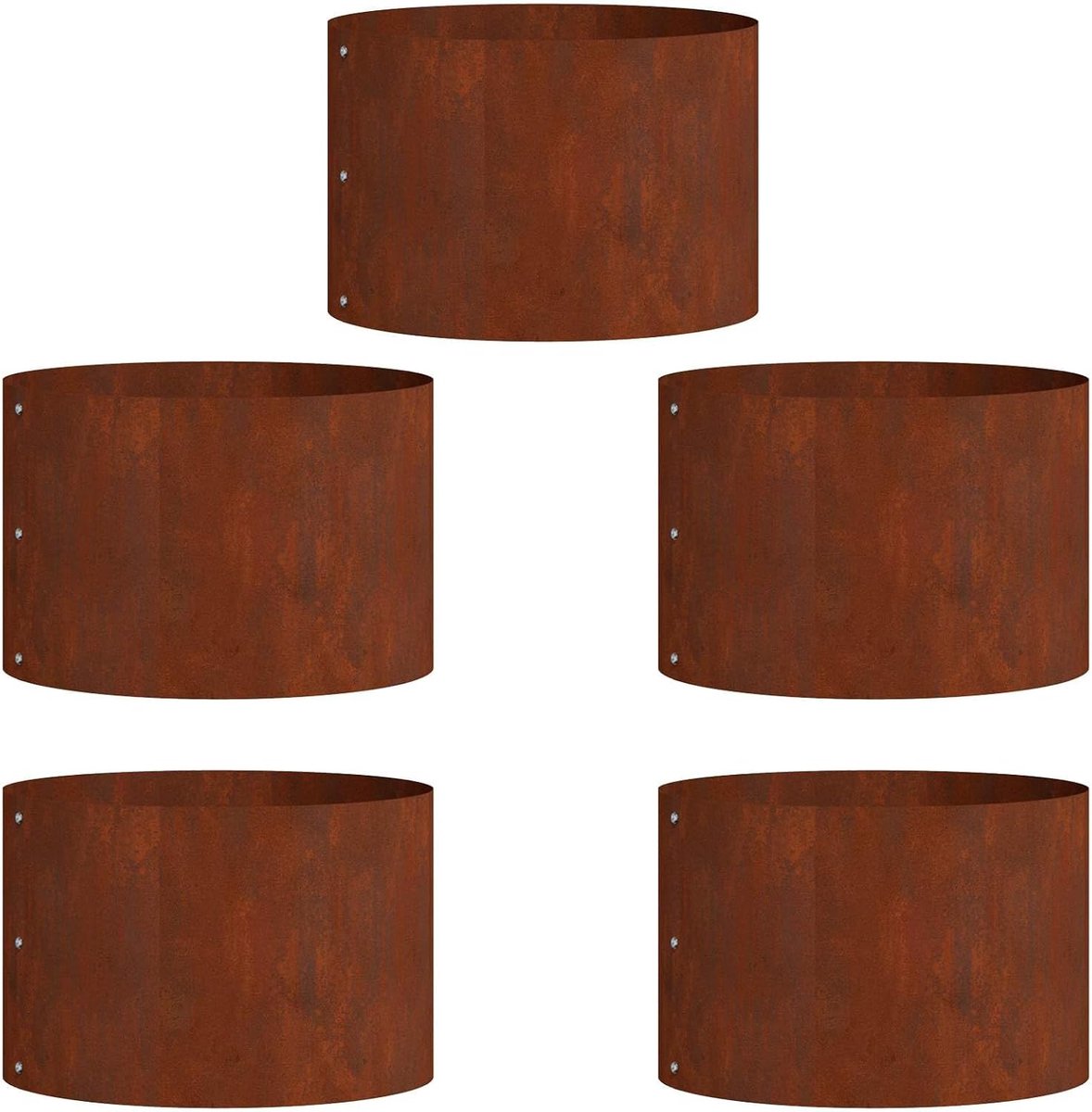 Plantenring 5 STK. roestig 30 x 30 x 20 cm staal | Weerbestendig, eenvoudige montage, modern design, voor tuinplanten
