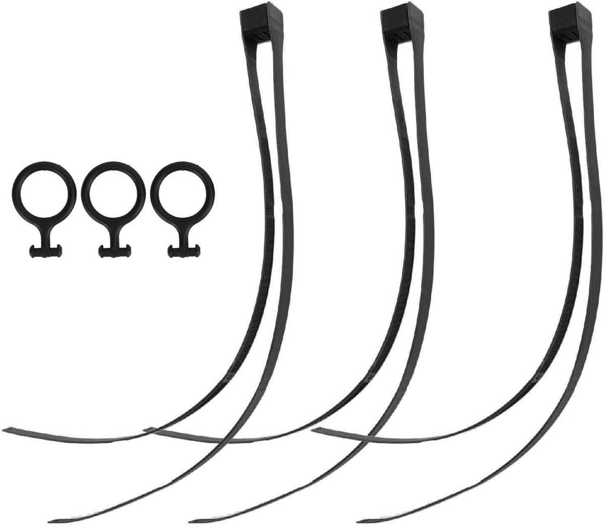 3-delige nylon kabelbinders Kabelbinder Draadrits Zelfsluitend met trekkoord (Black)