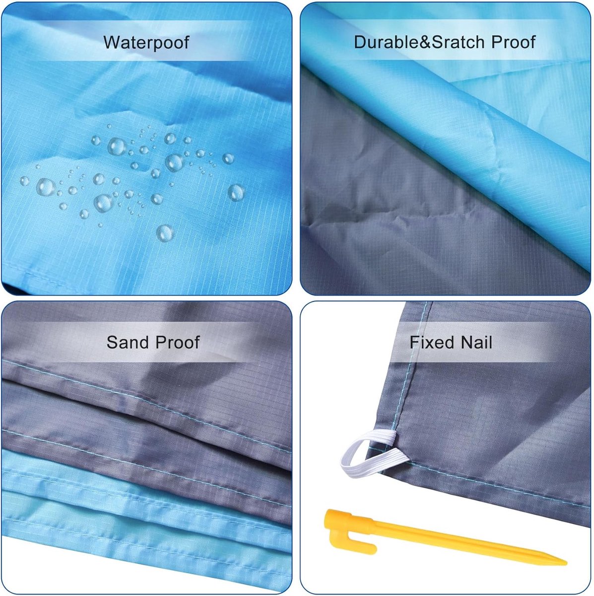 Waterdichte strandmat, 210 x 200 cm, draagbare stranddeken, waterdichte picknickdeken, voor reizen, kamperen, wandelen, vakantie, enz.