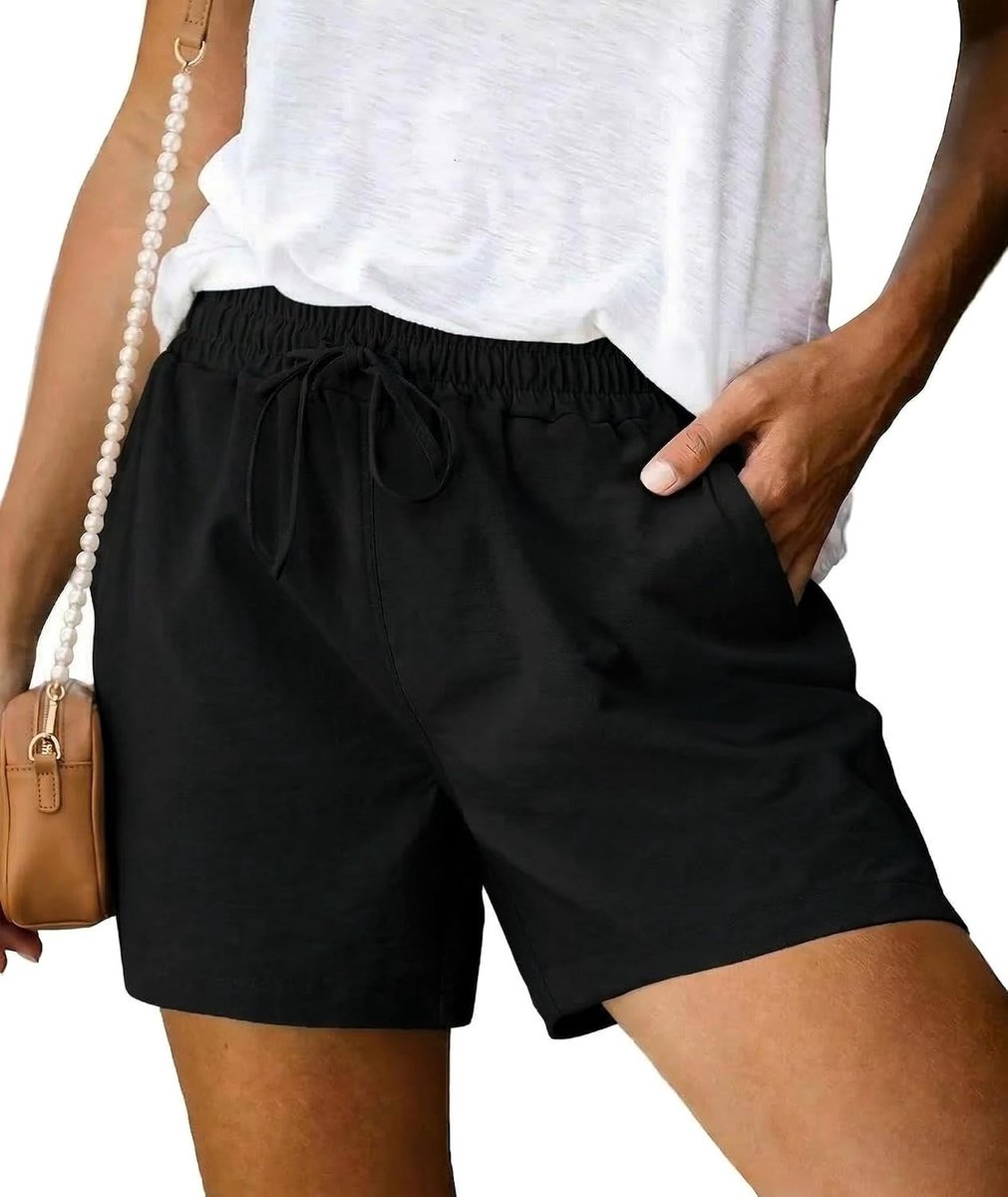 Korte broek voor dames, zomer, linnen, sportbroek, vrijetijdsbroek, casual, bermuda, shorts met trekkoord en zakken, strand, yoga, joggingbroek, S-XXL