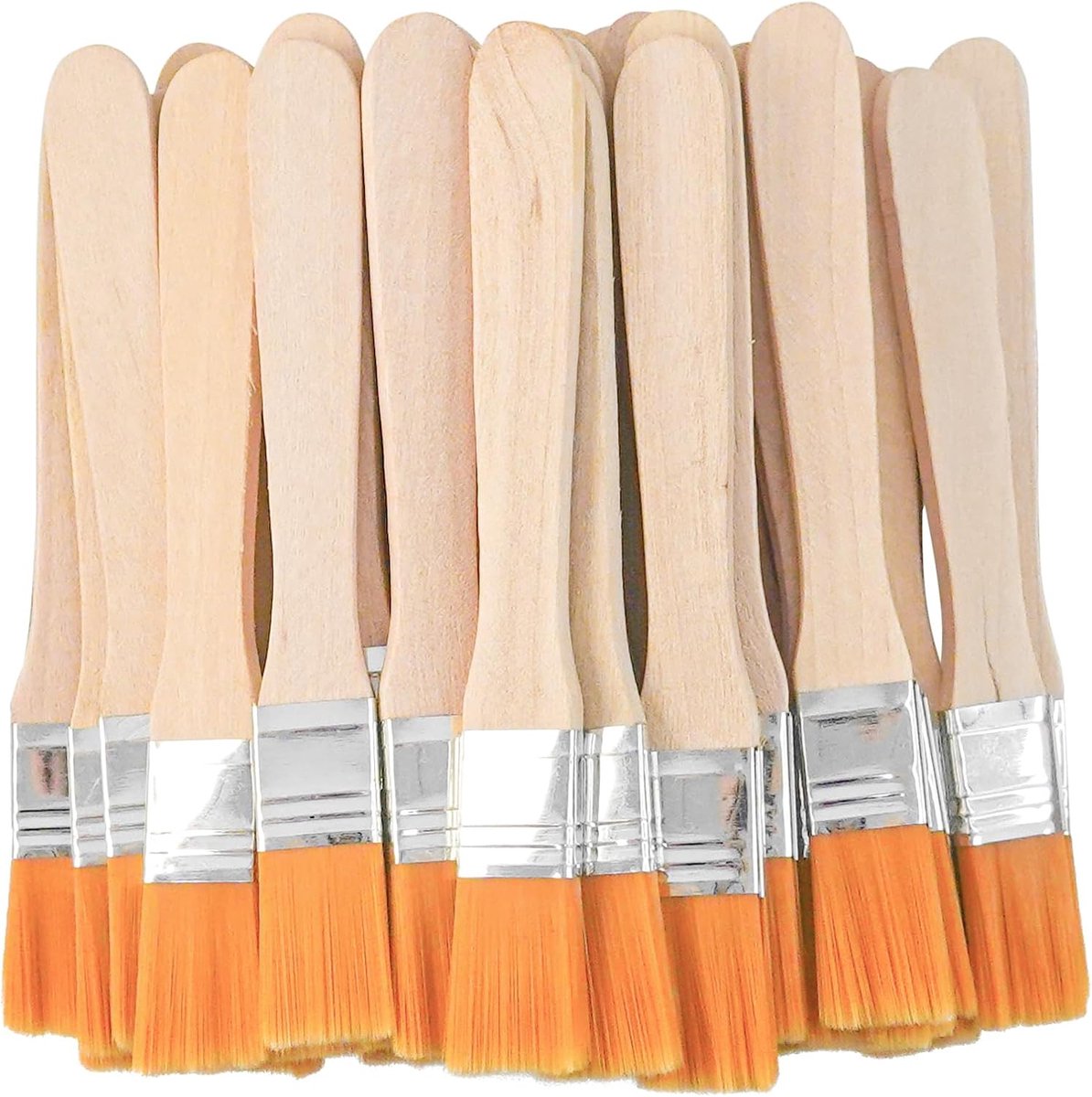 45 stuks platte kwasten, kleine penselen, set nylon lakkwasten, plat 15 mm breed, raamkwast met houten handvat, voor doe-het-zelf kunst, schilderbenodigdheden, schilderen, muren