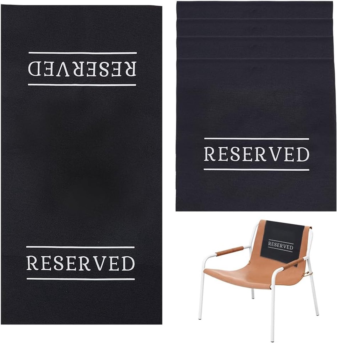 Gereserveerde stoel/bankdoeken gereserveerde stoelborden gereserveerde borden voor kerkbanken, stoelen, bruiloften, feesten, vieringen, recepties, kerk of evenement (5-pack, zwart)