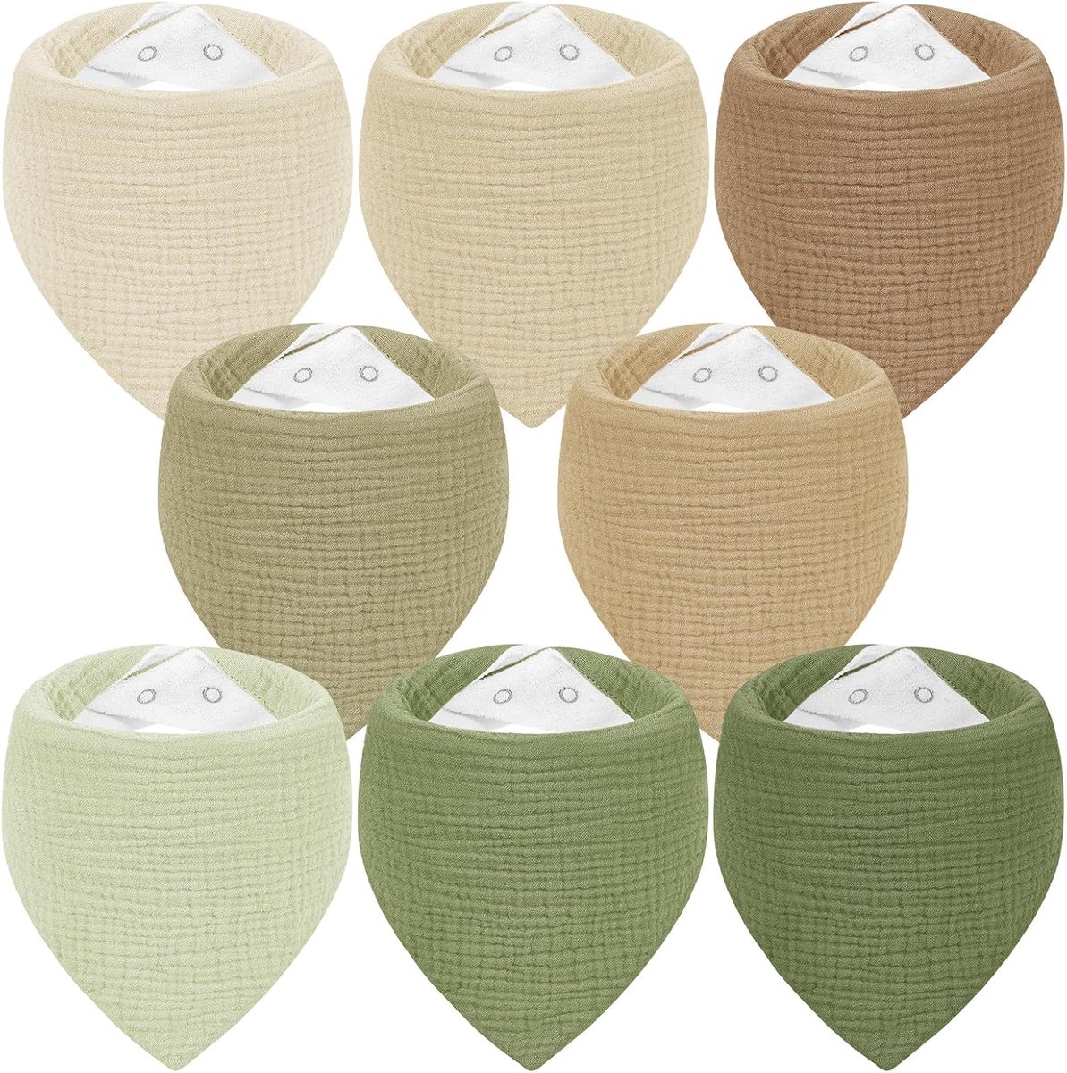 Slabbetje voor baby's, driehoekige doek, 100% katoen, mousseline, halsdoek voor pasgeborenen, jongens en meisjes, absorberend en verstelbare halsdoeken, baby, 6 stuks