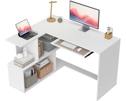 HOMCOM L-vormig bureau - Spaanplaat - 120x100x76cm - Wit