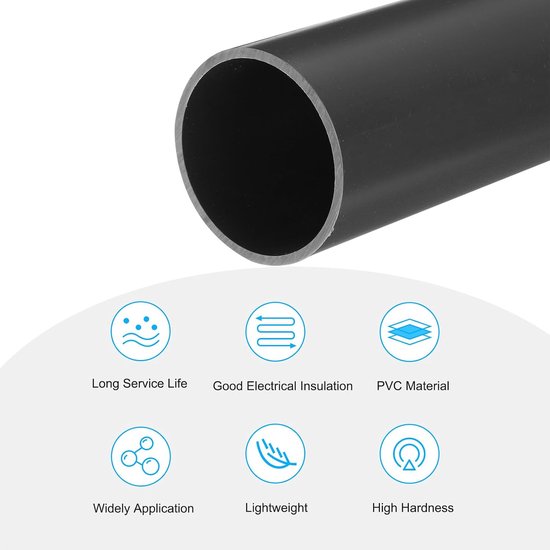Pvc-buis, diameter 45,2 mm, lengte 200 mm, ronde kunststof buis voor tuin, aquarium, waterleiding, kabelgoot, ventilatiebuis (lichtgrijs) — afbeelding 2
