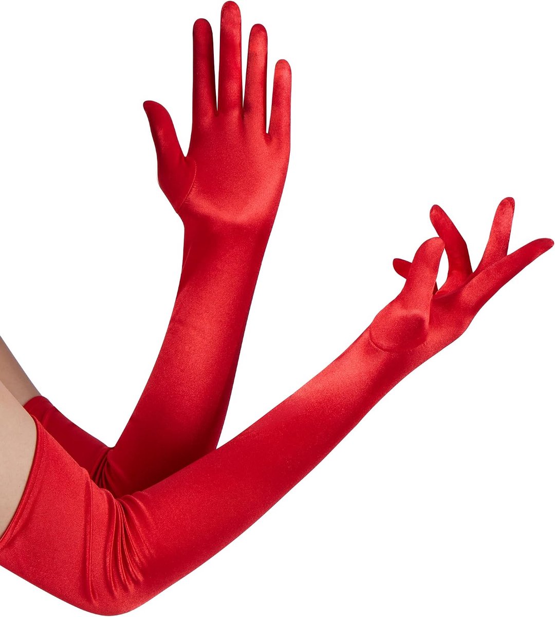 Handschoenen 20s satijnen jurk handschoenen voor vrouwen, ellebooglengte handschoenen voor Halloween party aankleden