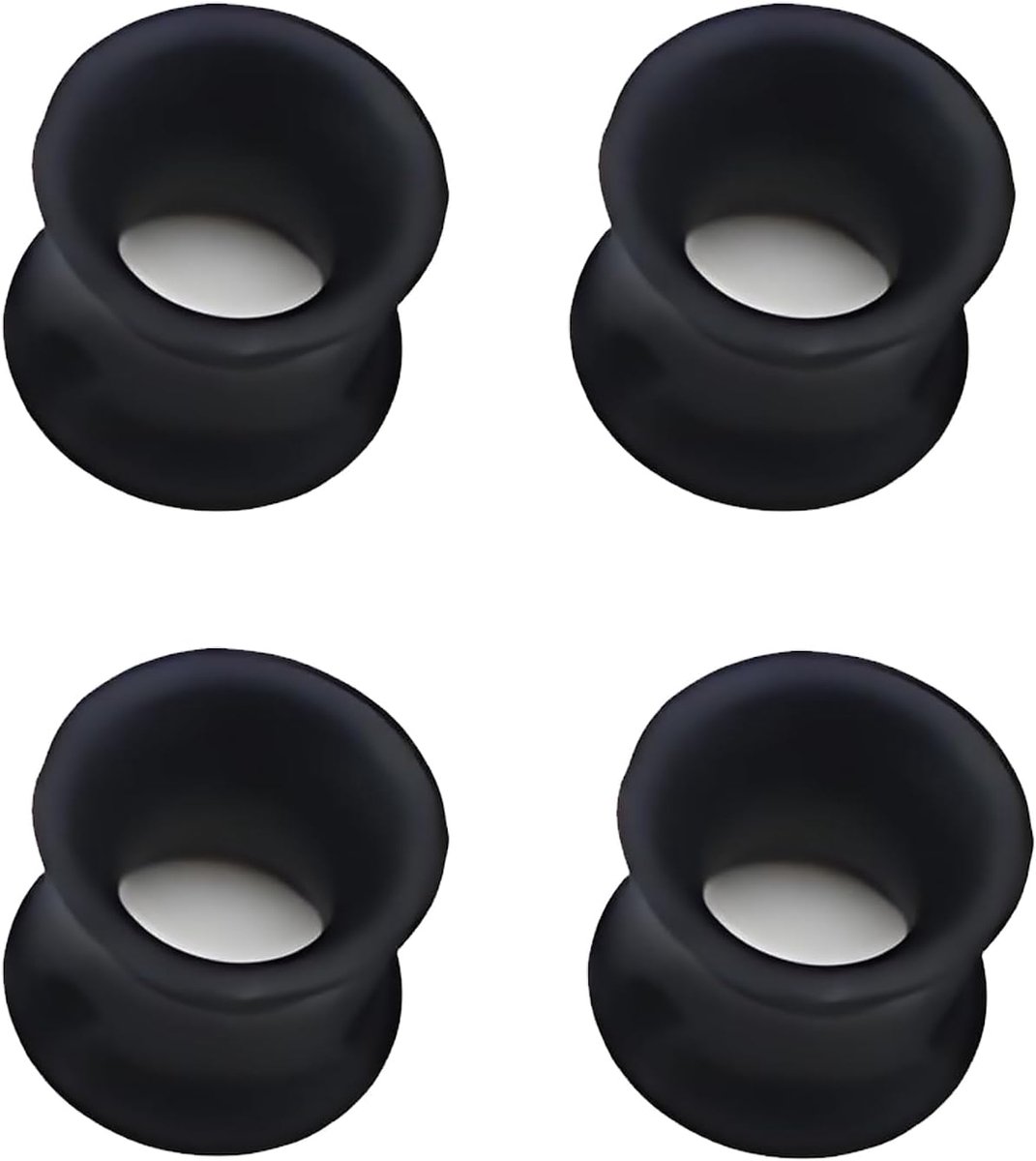 4 stuks siliconen oortunnels, uniseks, 8 mm, zwart
