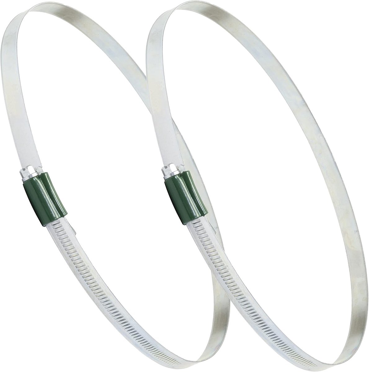 - C63712 - Set van 2 schroefklemmen/tangentiële schroefklemmen/tandstangklemmen versterkte 150-180 mm - klem met niet-geperforeerde band - breedte 12 mm - verzinkt staal - zilverkleurig