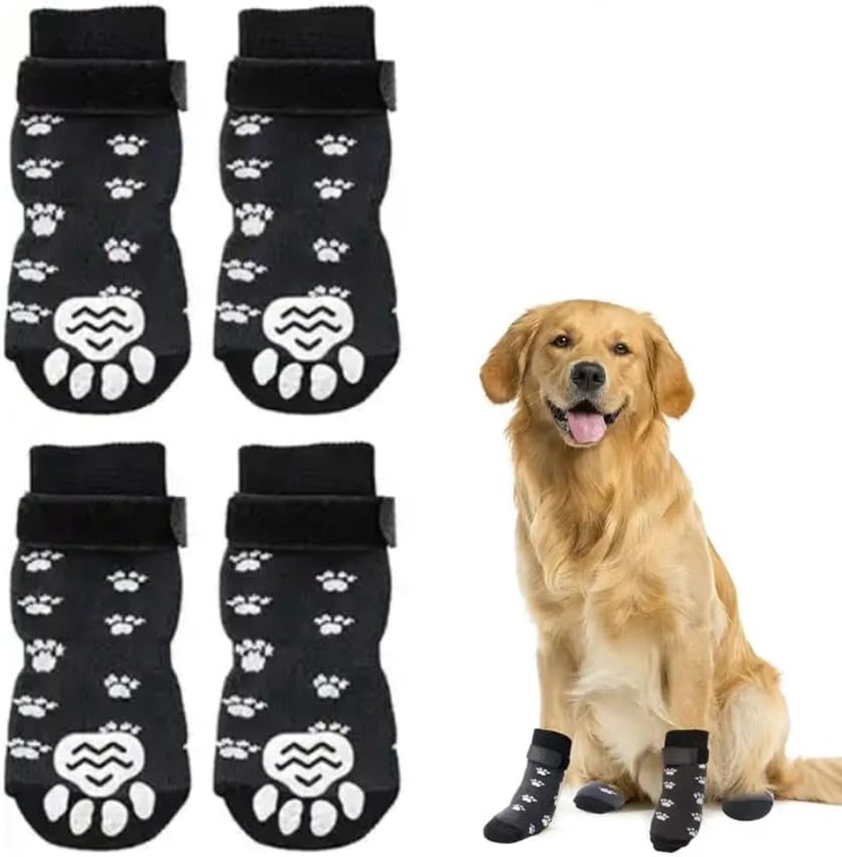 Schoenen pootbeschermer sokken voor honden – klittenbandsluiting – L