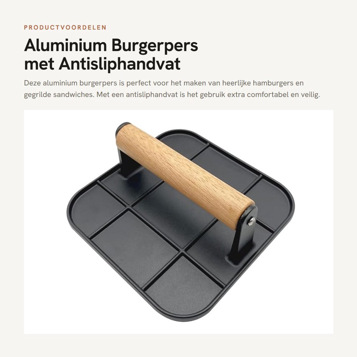 Dailygoods- Burgerpers Sterk en duurzaam - Aluminiumlegering - Antisliphandvat - Gegrilde Sandwich - Hittebestendig - Comfortabele grip - Grillpers