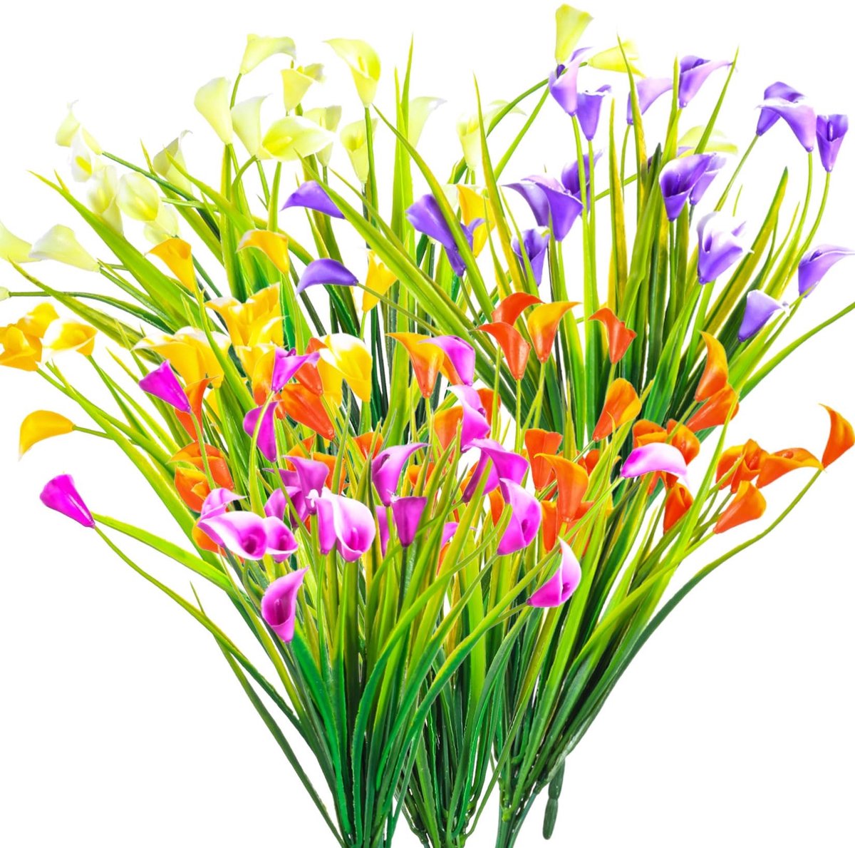 Dailygoods - Kunstbloemen, 6 stuks, decoratieve Calla Lily boeket van bloemen, kunstbloemen, kunststof, uv-bestendig, decoratie voor huis, tuin, kantoor, keuken, tafel, middenstukken, decoratie, 5