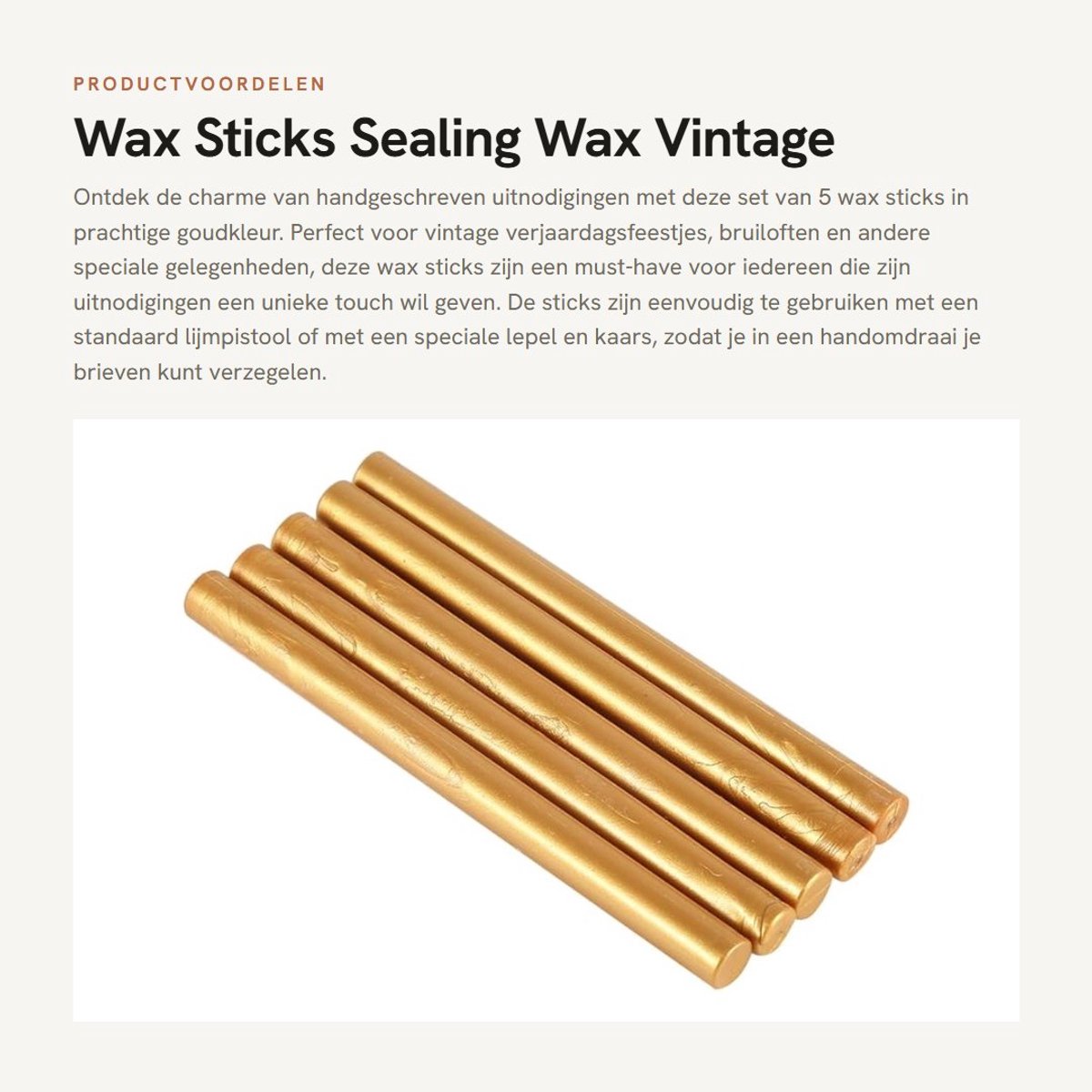 Dailygoods- Wasstiften Set van 5 - Waterdichte Wasstiften - Retro Versieringen - Voor Uitnodigingen - Niet-klevend - Glanzend Ontwerp - Zegelwas