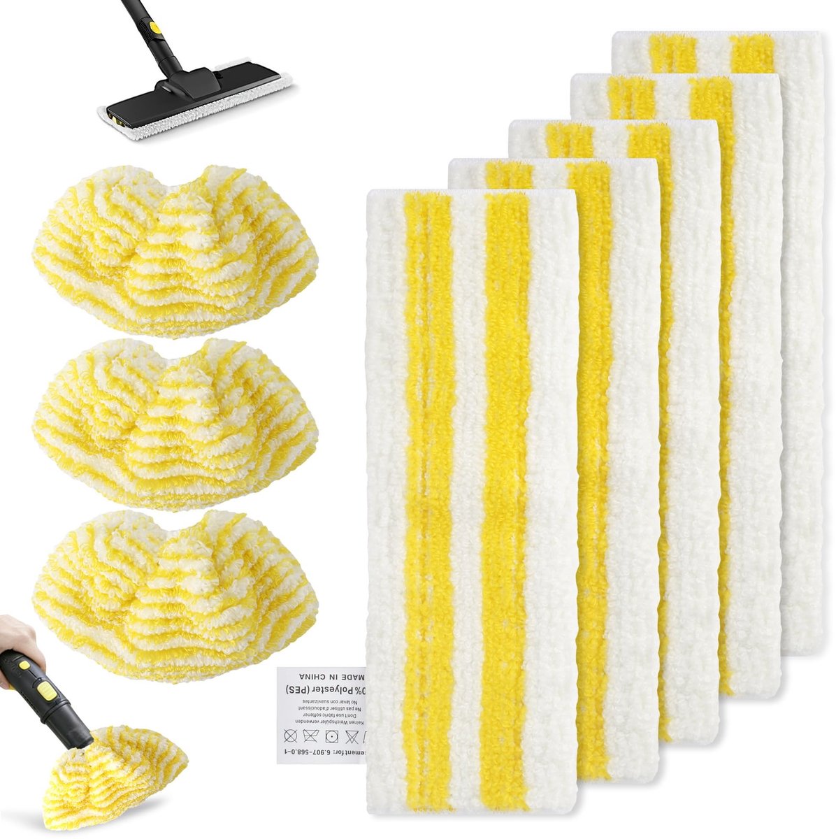 Dailygoods- Vloerdoekjes Set van 8 - Microvezeldoekjes - Wasbaar en Herbruikbaar - Accessoires voor Kärcher Stoomreiniger - Geschikt voor Alle Vloertypes - 5 Vloerdoeken + 3 Hoezen - Stoomdoeken