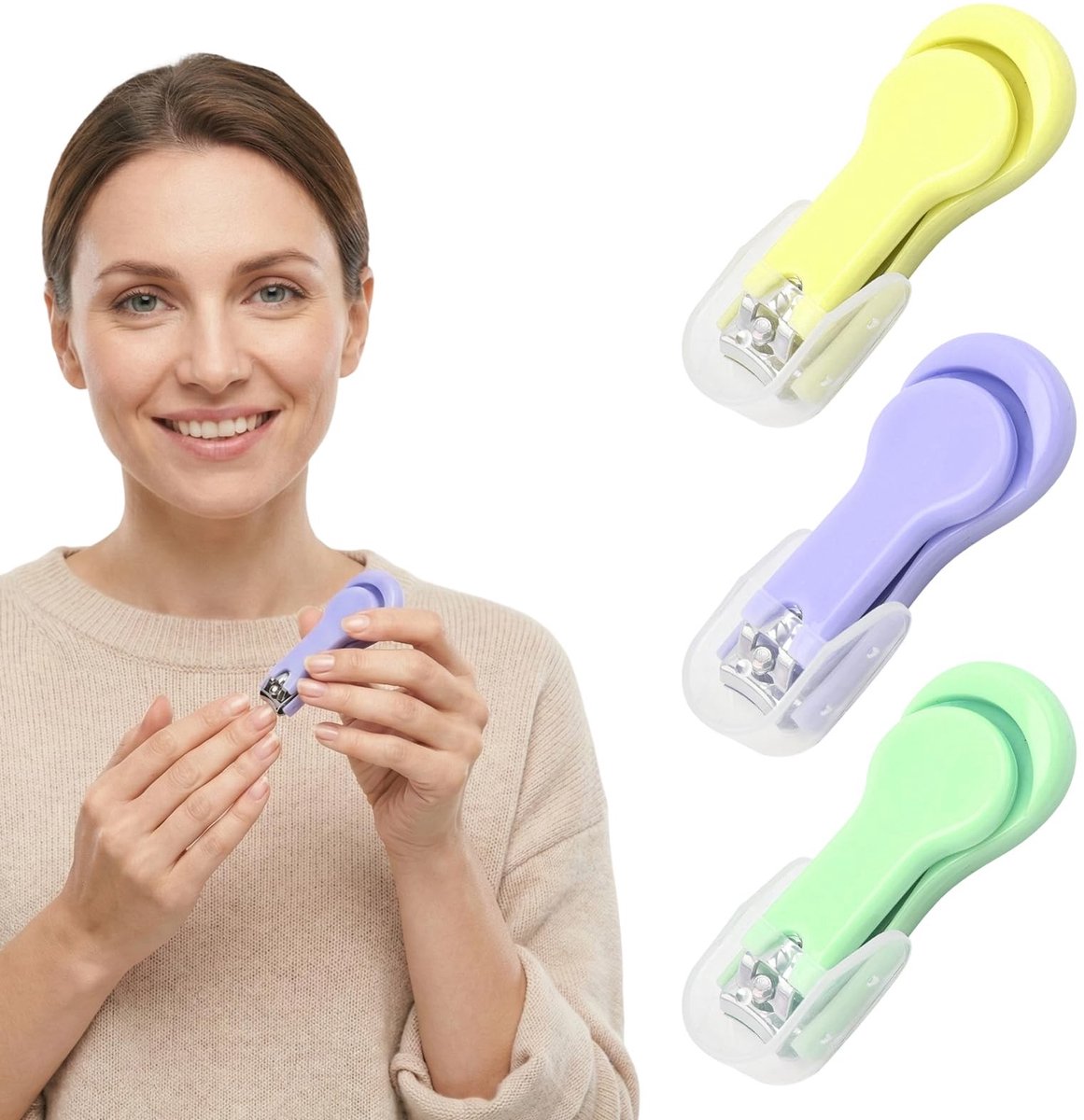 Dailygoods- Nagelknipper Set - 3 Stuks - Veilig Spatbeschermend Ontwerp - Hoogwaardig Roestvrij Staal - Compact en Lichtgewicht - Klein Lemmet - Kindernagelknipper