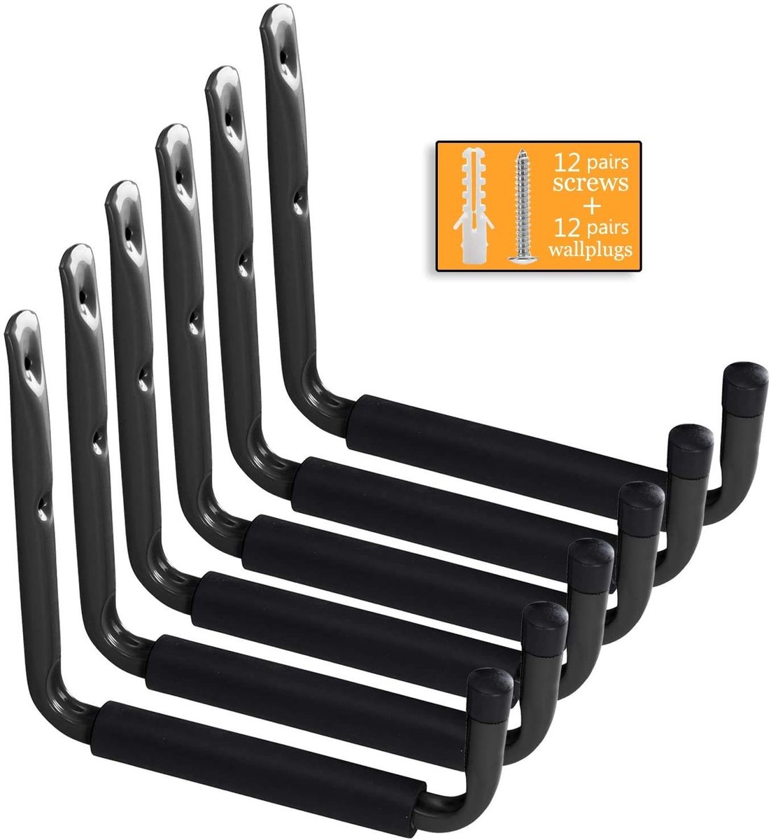 Solidchoice- Garagehaken Robuuste Opslag - 6 Stuks - Wandhaken - Opberghaken Garage - Orga