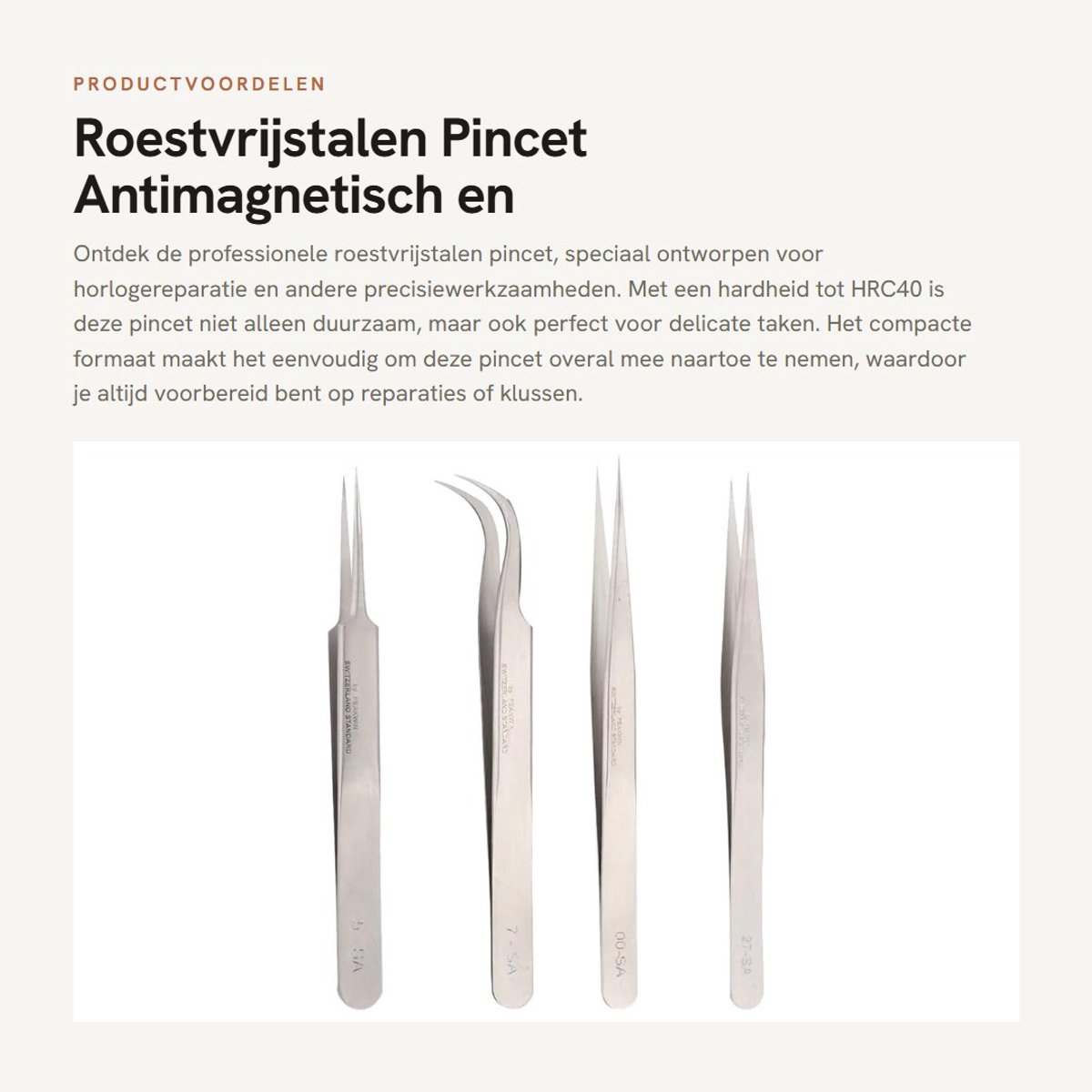 Solidchoice - Roestvrijstalen Pincet - Antimagnetisch en Zuurbestendig - Hoge Hardheid - Zilver - Precisie Accessoire - Geschikt voor Horlogereparatie...