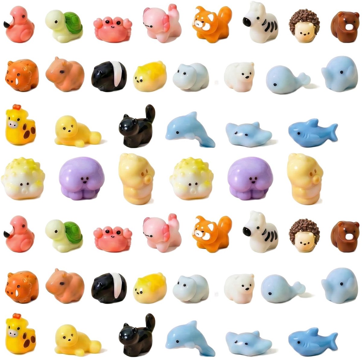 Solidchoice- Miniatuurdieren Set van 50 Stuks - Miniatuur Dierenfiguren - Hars Figuren - Diorama Decoratie - Aquarium/Terrarium Decor - Gedetailleerd en Realistisch Design - Miniatuurfiguren