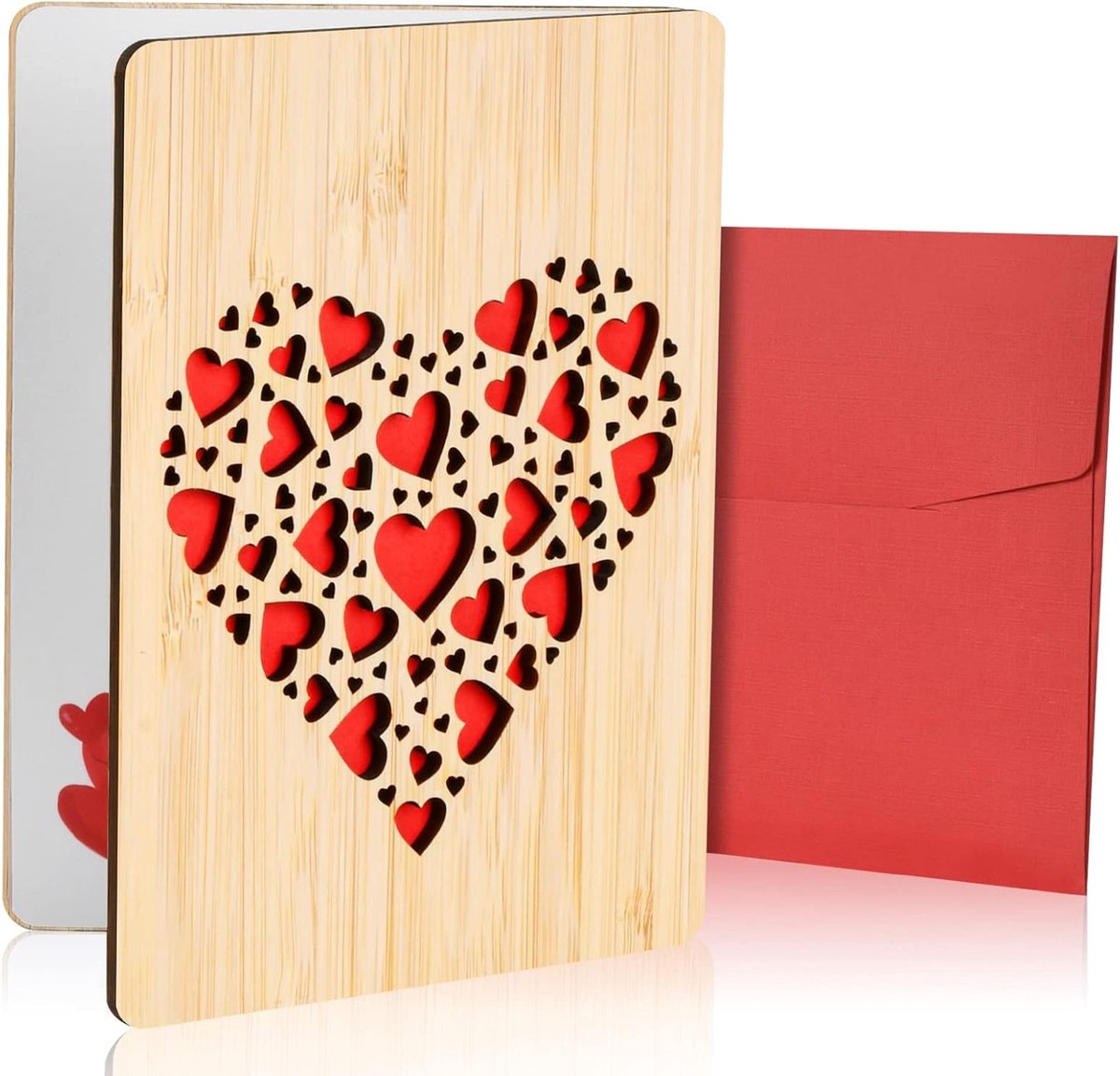 Houten Wenskaarten van Bamboe, Aanmoediging en Verjaardagskaarten voor Vrienden en Familie, Perfecte Cadeaus voor Valentijnsdag en Jubilea