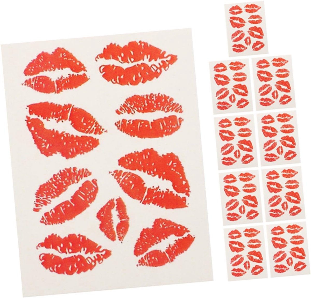 Lippen Tattoos - Kus Stickers - Feestelijke Decoratie - Waterproof Design - 10 Stuks - Rood