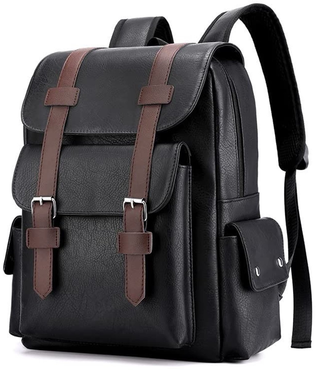 Dailygoods- Rugzak grote capaciteit 15,6 inch - Laptoptas - Vintage PU-leer - Schoudertas - Perfect voor reizen/werk - Ruim ontwerp