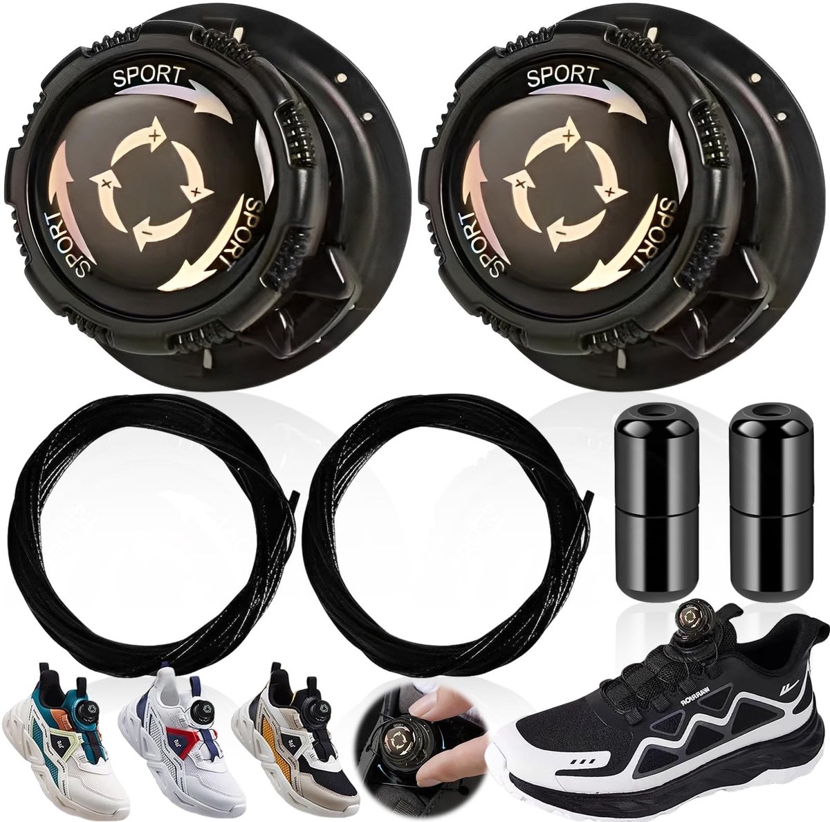 Dailygoods- Schoenveters met Roterende Gesp - Elastische Veters - Sterke Sluiting - Unisex - Ideaal voor Sportieve Activiteiten - Stevige Pasvorm - Schoenlaces