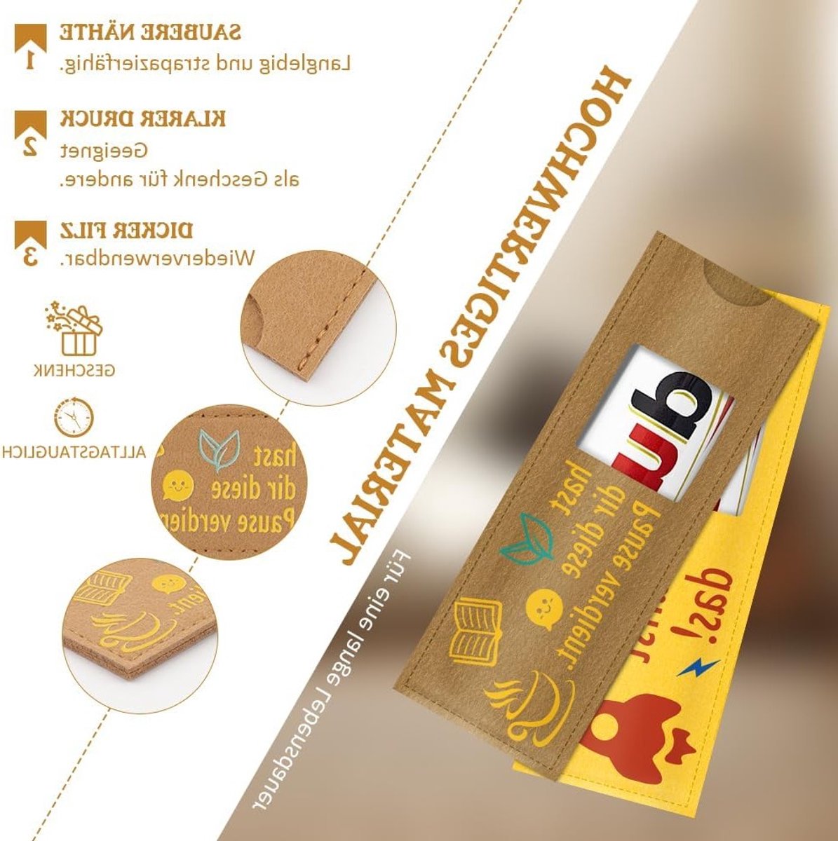 Creatief vilten etui voor persoonlijke cadeaus, perfect voor verjaardagen, pensioen en speciale gelegenheden.