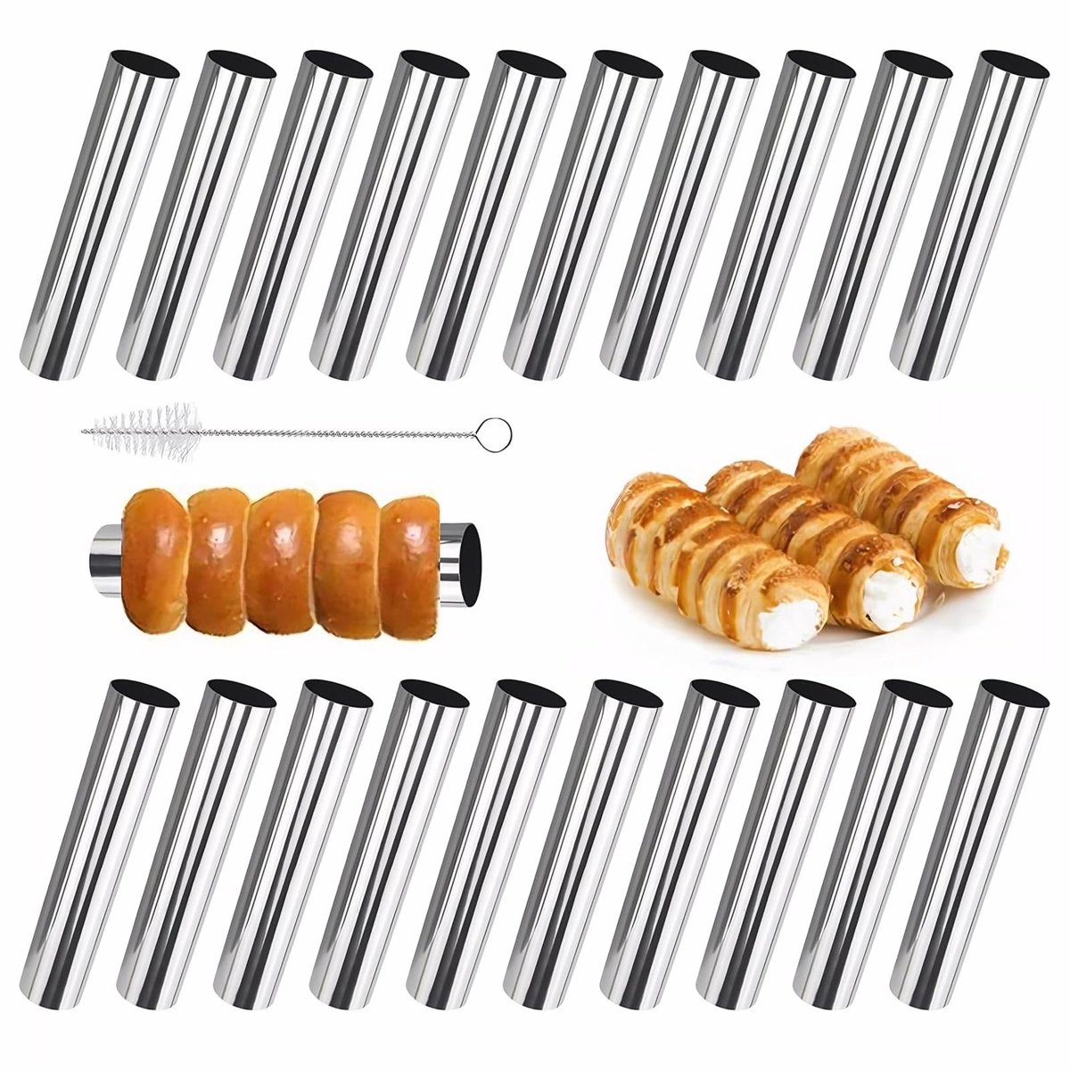Dailygoods - Cannoli Bakvorm Schuimrollen - 20 Stuks Roestvrij Staal
