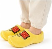 Klompen pantoffels - geel - volwassenen - pluche - clogs sloffen - klompsloffen voor dames/heren - Hollands 42-44