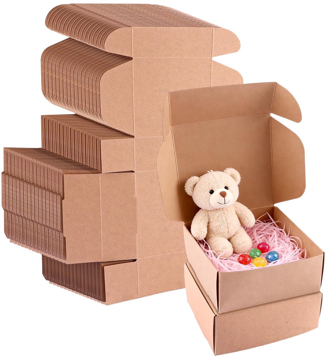 Dailygoods- Geschenkdozen 75 Stuks - Kartonnen - Bruin - Cadeaudozen met Deksel - Verpakking - Opbergdozen