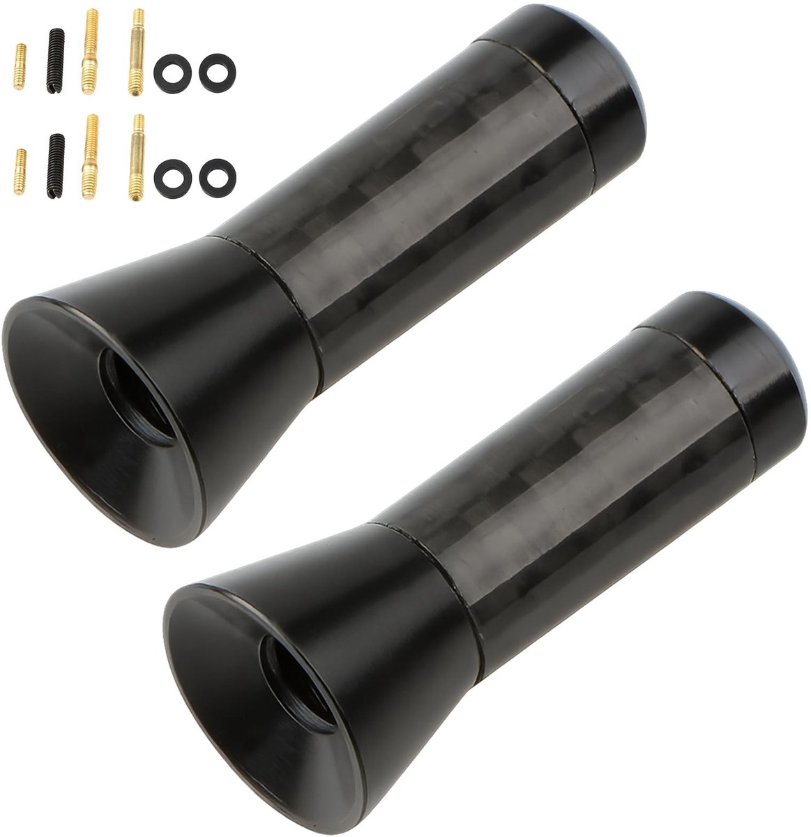 Dailygoods - 2 stuks 3,5 cm korte zwarte aluminium mast-antenne voor auto's