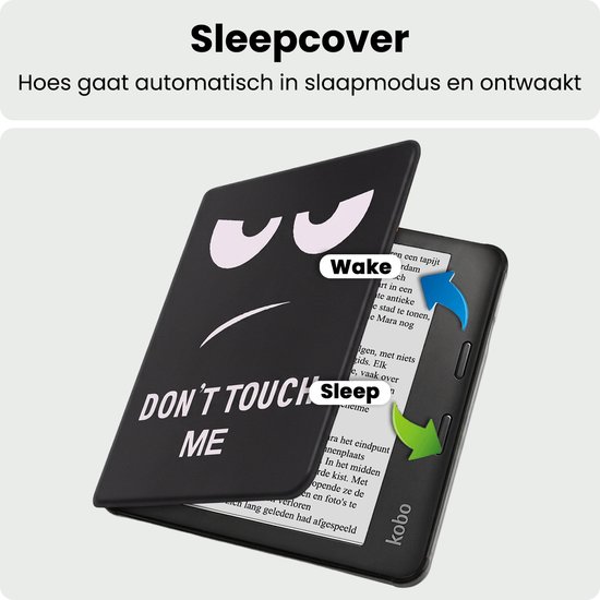 Hoes Geschikt voor Kobo Libra 2 Hoesje Bookcase Cover Hoes Met Screenprotector - Hoesje Geschikt voor Kobo Libra 2 Hoes Cover Case - Don't Touch Me — afbeelding 3