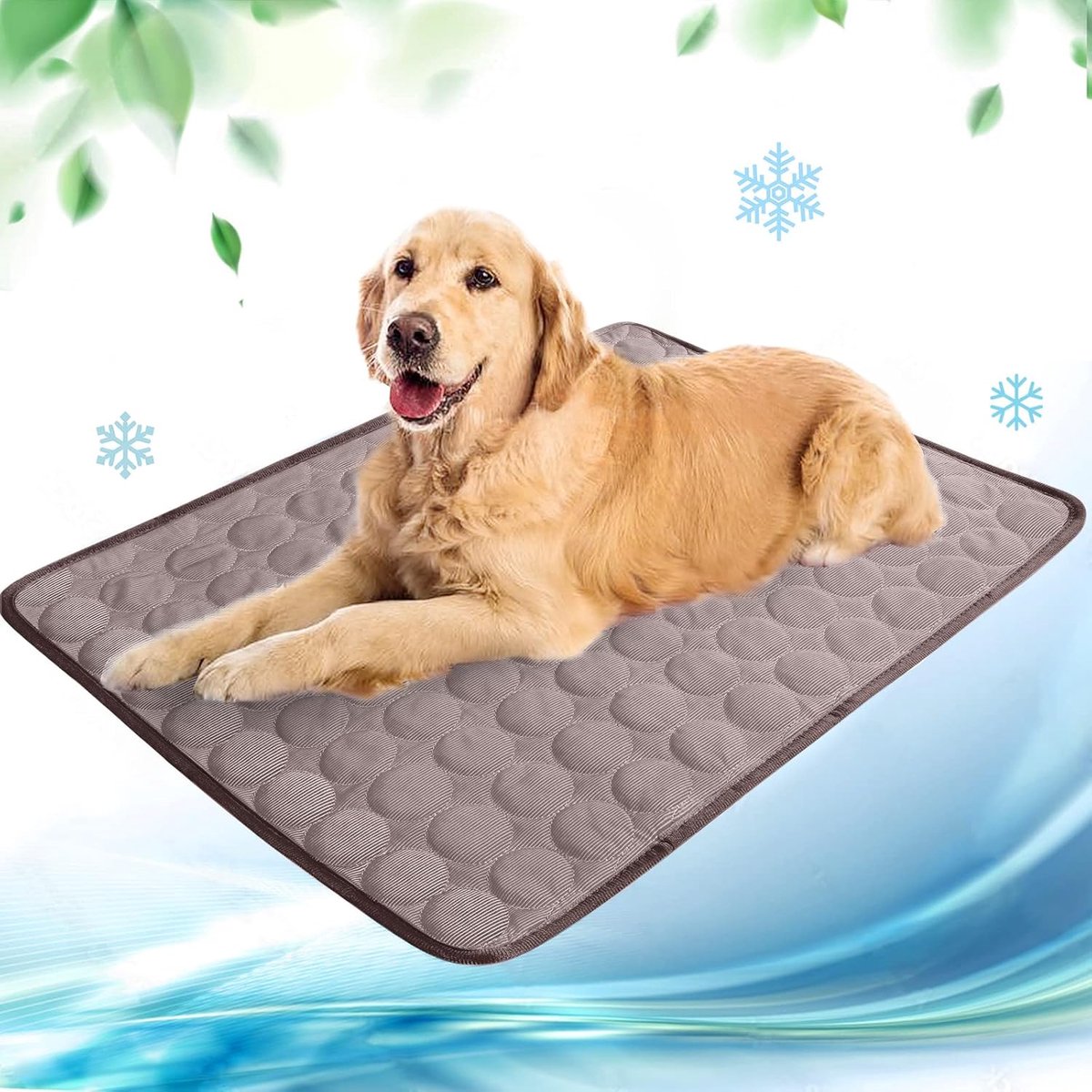 OLOEY Koelmat voor honden-zelfkoelende hondenmat-geschikt voor gebruik in de zomer-geschikt voor thuis-buiten of in de auto (bruin-100x70cmcm)