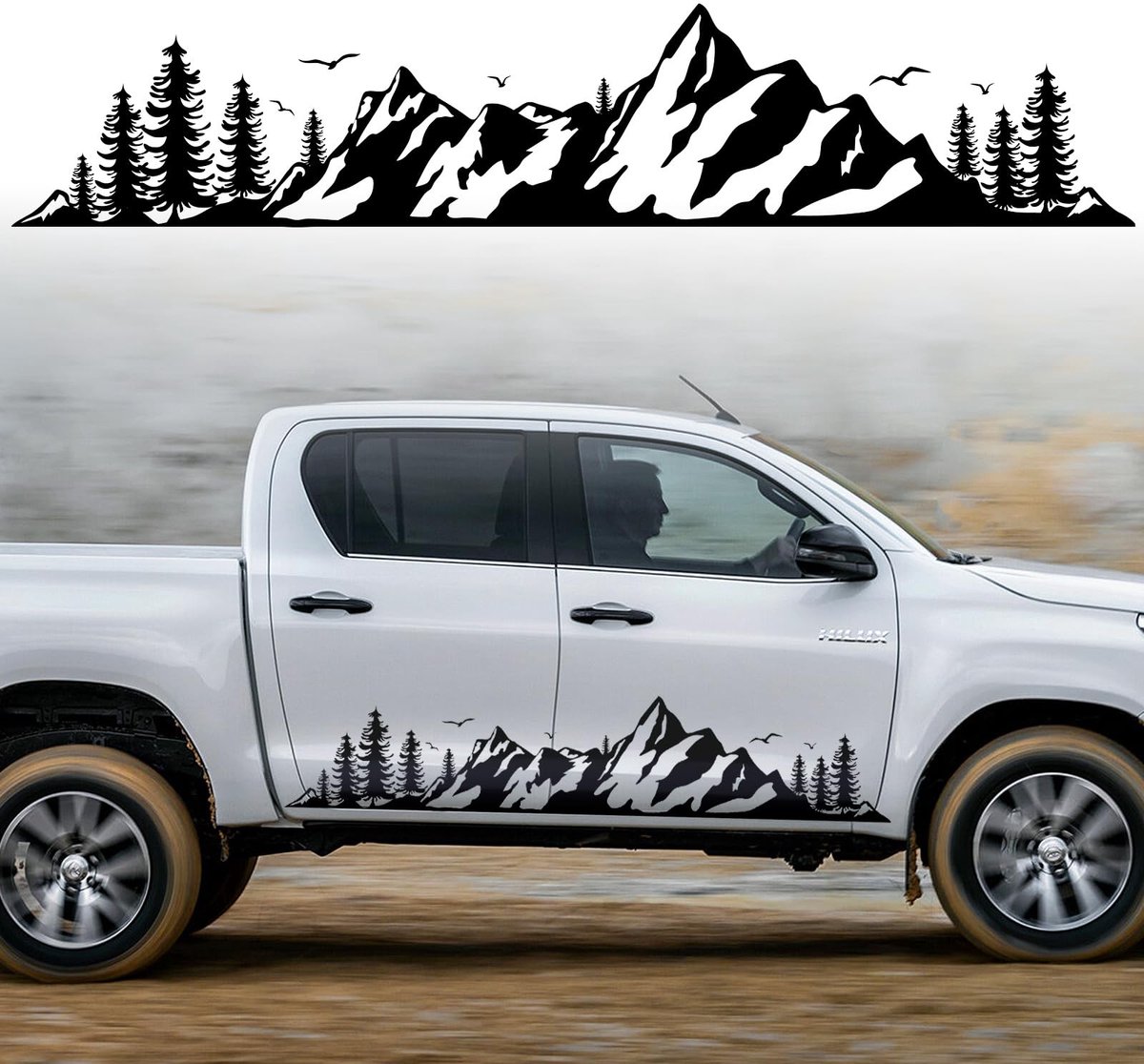 Dailygoods- Bergstickers Waterdicht Vinyl - Auto Sticker voor Auto Decoratie - Decoratieve Stickers - SUV's/Campers - 100 x 20 cm - Uniek Ontwerp - Autosticker
