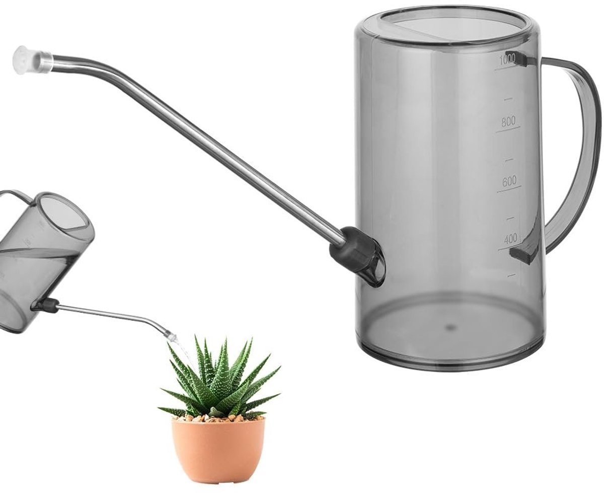 Dailygoods - 1L Gieter - Plastic Mini Gieter met Lange Uitloop - Grijs