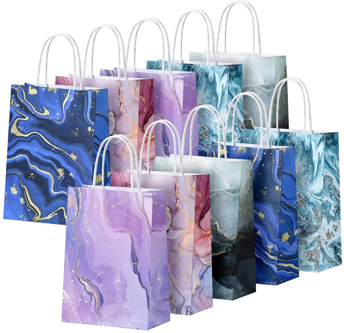 Dailygoods- Geschenkzakjes Kraftpapier - 10 Stuks - Uitdeelzakjes - Cadeautasjes - Papieren Zakjes - Geschikt voor Bruiloft/Verjaardag - Hengsel - Cadeauzakjes