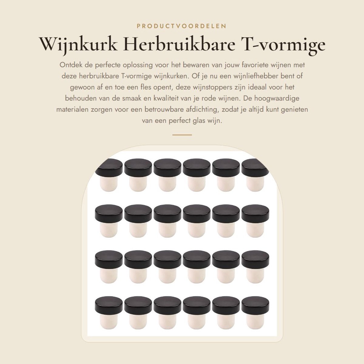 Dailygoods- Wijnkurk 24 stuks - T-vormige Wijnkurkafsluiter - Herbruikbare Wijnstoppers - Duurzaam - Hoogwaardig Polymeer/Rubber - Goede Afdichtingseigenschappen - Flesstopper