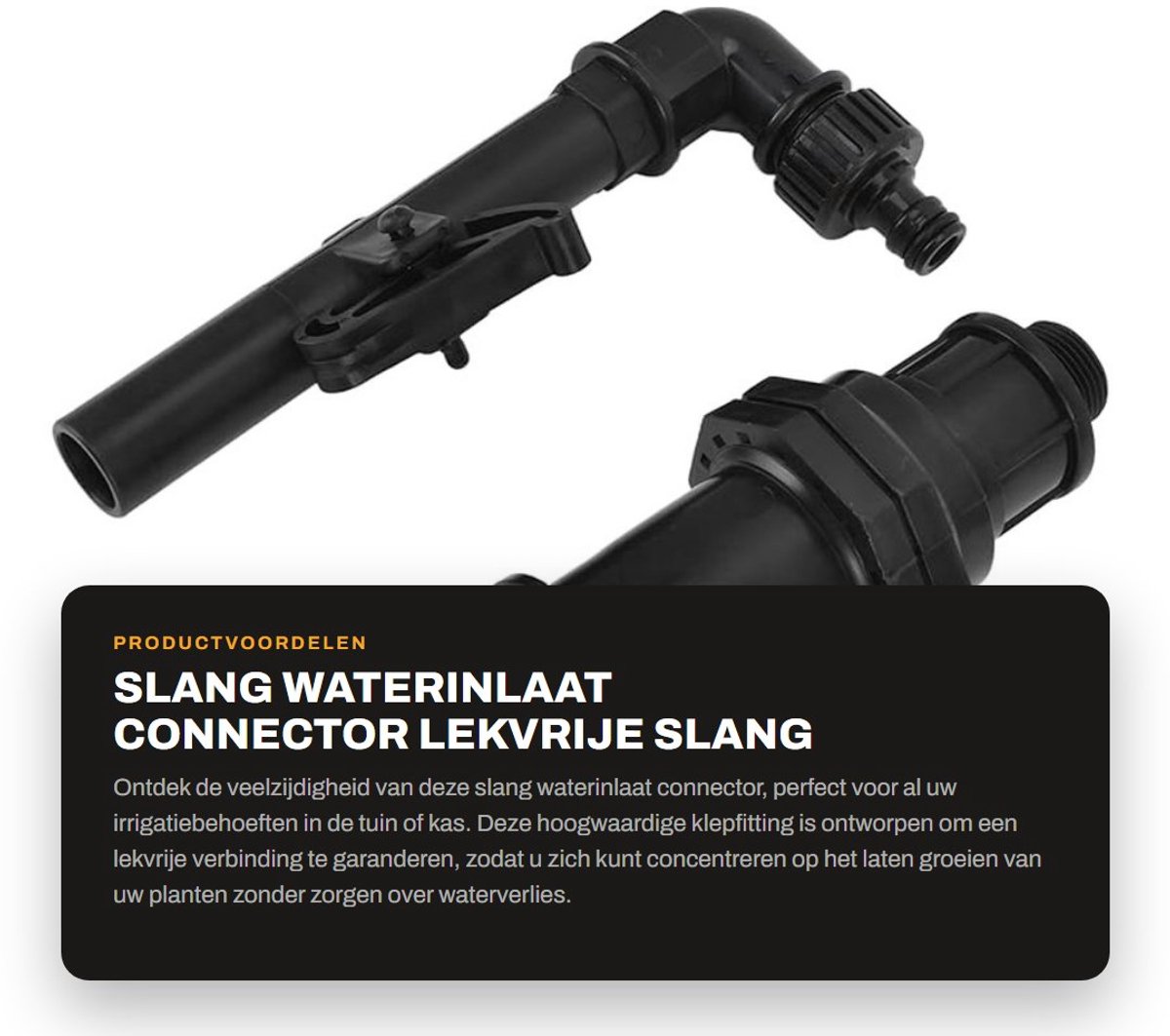 Dailygoods- Waterinlaat Connector Lekvrij - Tuinslang Koppeling - Snelkoppeling - Afneembare Waterstopfitting - ABS Kunststof - Corrosiebestendig - Tuinslangkoppeling