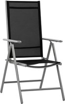 Set van 2 opvouwbare tuinstoelen van aluminium en Texteline met in 7 standen verstelbare rugleuning, zwart, 65 x 55 x 85–105 cm