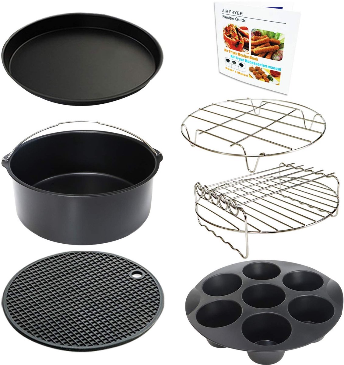 Dailygoods - 9 Inch Air Fryer Accessoires XL - 7 Stuks voor Bakken en Braden met Diverse Pannen
