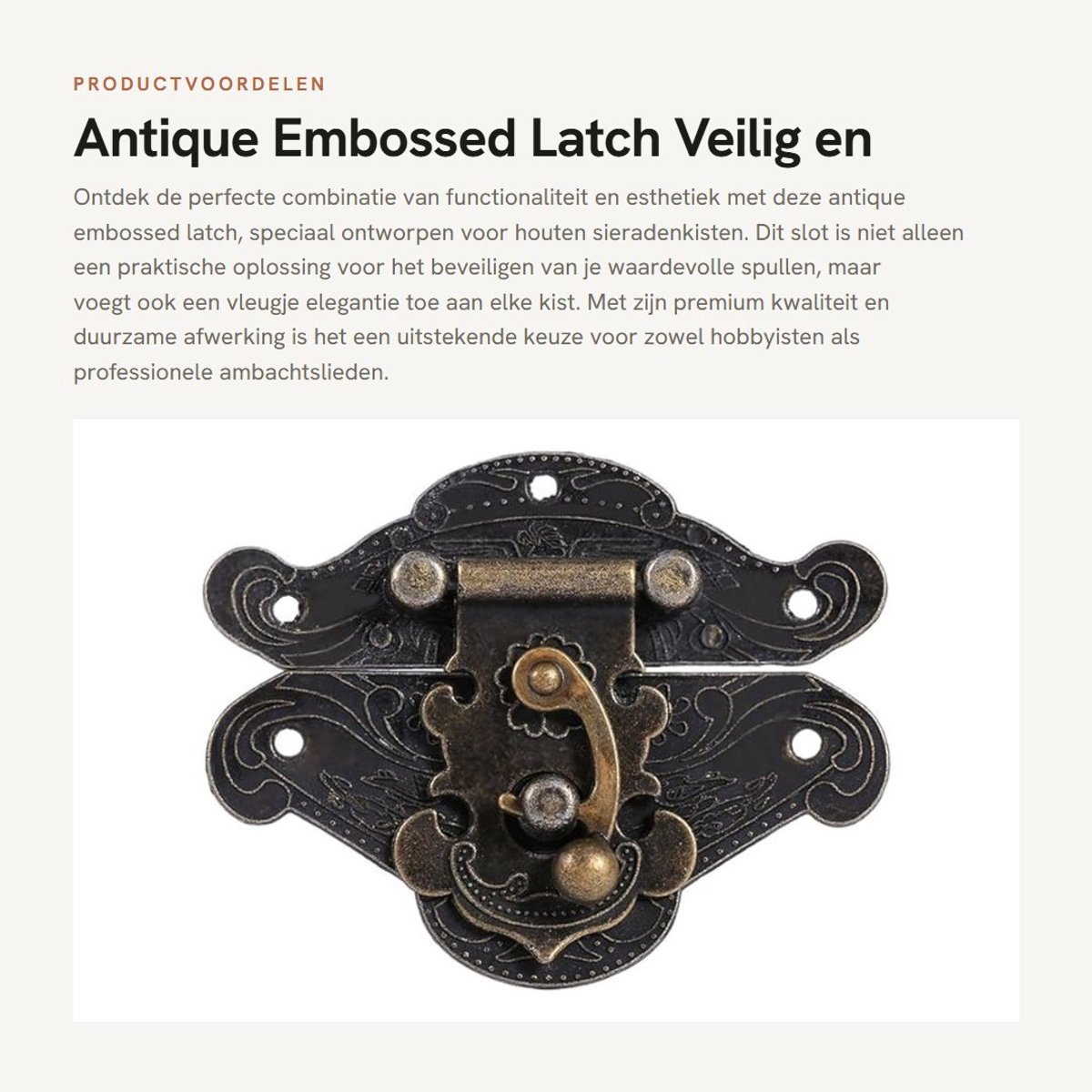 Dailygoods- Antieke Sluiting - Duurzaam Zinklegering - Sluiting voor Sieraden - Sluiting voor Houten Dozen - Exquise Patroon - Eenvoudige Installatie