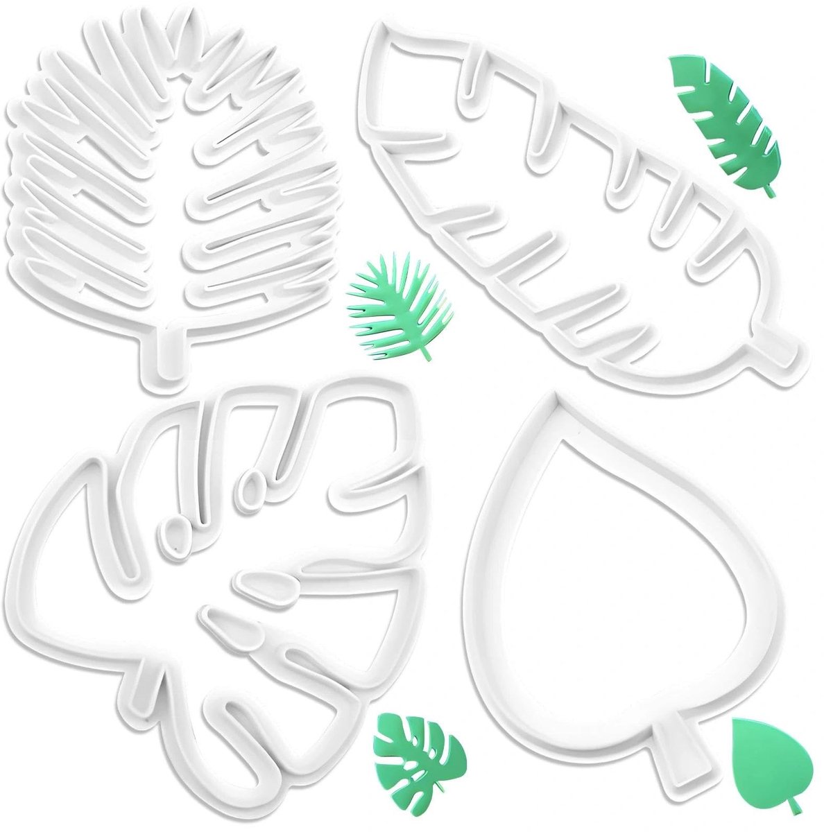 Dailygoods- Uitsteekvormpjes Set van 4 - Koekjesvormen - Koekjessnijders - Blad Uitsteekvormpjes - Voedselveilige Kunststof - Gemakkelijk te Reinigen