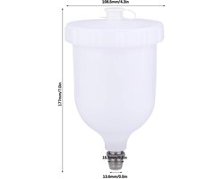 Dailygoods- Spuitpot 600 Ml - Hoge Hardheid - Verfbeker - Compatibel met D-EVILBISS/T-EKNA PRO PRI FLG - Sterk en Taai - Eenvoudige Verbinding