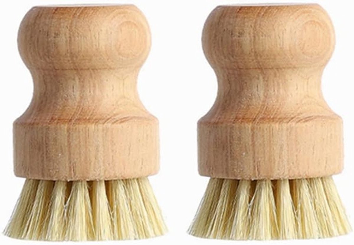 Houten Wasborstel met Sisal Borstels en Rvs Handvat voor Effectieve Reiniging en Onderhoud
