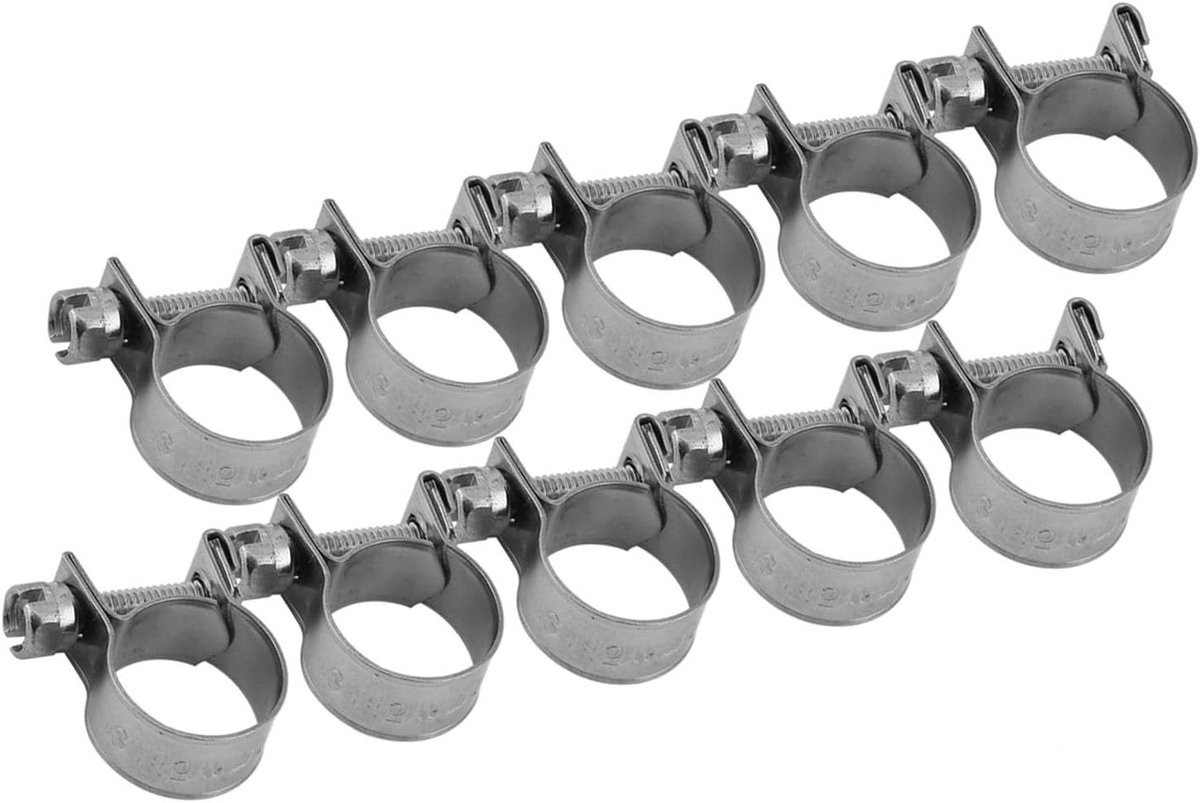 RVS Slangklemmen Set van 10 Stuks voor Brandstofslangen en Pijpen 13-15mm, Duurzaam en Roestvrij